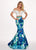 Rachel Allan - 6449 Two Piece Ruffled Off-Shoulder Floral Dress In White and Blue