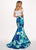 Rachel Allan - 6449 Two Piece Ruffled Off-Shoulder Floral Dress In White and Blue