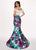 Rachel Allan - 6449 Two Piece Ruffled Off-Shoulder Floral Dress In White and Purple