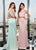 Rachel Allan - 6450 Two Piece Sequined High Halter Trumpet Dress In Green and Pink