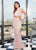 Rachel Allan - 6450 Two Piece Sequined High Halter Trumpet Dress In Pink