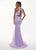 Rachel Allan - 6450 Two Piece Sequined High Halter Trumpet Dress In Purple