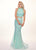 Rachel Allan - 6450 Two Piece Sequined High Halter Trumpet Dress In Green
