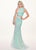 Rachel Allan - 6450 Two Piece Sequined High Halter Trumpet Dress In Green