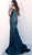 Jovani - Beaded Lace Off-Shoulder Mermaid Evening Gown 64521 In Green