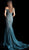 Jovani - Beaded Lace Off-Shoulder Mermaid Evening Gown 64521 In Green