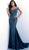 Jovani - 64521 Lace Off-Shoulder Mermaid Dress With Train in Blue