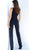 Jovani - 64528 Button Accented V-Neck Jumpsuit In Blue