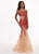 Rachel Allan - 6452 Embellished Halter Jersey Tulle Trumpet Dress In Red