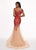 Rachel Allan - 6452 Embellished Halter Jersey Tulle Trumpet Dress In Red