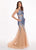 Rachel Allan - 6452 Embellished Halter Jersey Tulle Trumpet Dress In Blue