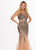 Rachel Allan - 6452 Embellished Halter Jersey Tulle Trumpet Dress In Gray