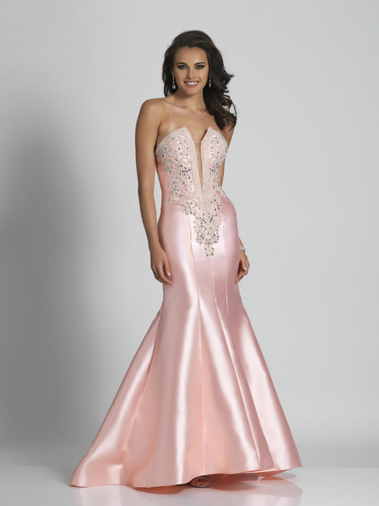 Dave & Johnny - A6453 Bedazzled Deep Sweetheart Mermaid Dress in Pink
