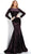 Jovani - 64562 Glittering Long Sleeve Bateau Mermaid Dress In Black and Pink