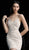Jovani - 64598 Fully Beaded V-neck Sheath Cocktail Dress in Neutral