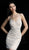 Jovani - 64598 Fully Beaded V-neck Sheath Cocktail Dress in Neutral