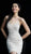 Jovani - 64598 Fully Beaded V-neck Sheath Cocktail Dress in Neutral