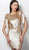 Jovani - 64601 Gold Paillette Cutout Back Fitted Cocktail Dress In Gold