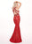Rachel Allan - 6462 Crystal Embroidered Halter Mermaid Dress In Red