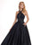 Rachel Allan - 6464 Double Strap Halter Satin A-Line Prom Dress In Black