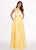 Rachel Allan - 6464 Double Strap Halter Satin A-Line Prom Dress In Yellow