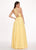 Rachel Allan - 6464 Double Strap Halter Satin A-Line Prom Dress In Yellow