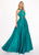 Rachel Allan - 6464 Double Strap Halter Satin A-Line Prom Dress In Green