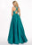 Rachel Allan - 6464 Double Strap Halter Satin A-Line Prom Dress In Green