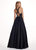 Rachel Allan - 6464 Double Strap Halter Satin A-Line Prom Dress In Black