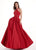 Rachel Allan - 6464 Double Strap Halter Satin A-Line Prom Dress In Red