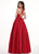 Rachel Allan - 6464 Double Strap Halter Satin A-Line Prom Dress In Red