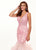 Rachel Allan - 6465 Illusion Plunging V Neck Ruffled Mermaid Gown In Pink