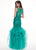 Rachel Allan - 6465 Illusion Plunging V Neck Ruffled Mermaid Gown In Green
