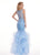 Rachel Allan - 6465 Illusion Plunging V Neck Ruffled Mermaid Gown In Blue