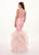 Rachel Allan - 6465 Illusion Plunging V Neck Ruffled Mermaid Gown In Pink
