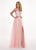 Rachel Allan - 6466 Lace Deep V-neck Tulle A-line Dress In Pink