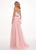 Rachel Allan - 6466 Lace Deep V-neck Tulle A-line Dress In Pink