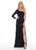 Rachel Allan - 6468 Asymmetrical Evening Gown with Slit In Black