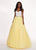 Rachel Allan - 6471 Two Tone Lace Sweetheart Swiss Dot Crepe Ballgown In White and Yellow