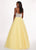 Rachel Allan - 6471 Two Tone Lace Sweetheart Swiss Dot Crepe Ballgown In White and Yellow