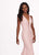 Rachel Allan - 6472 V-Neck Fitted Crinckled Foil Jersey Evening Gown in Pink