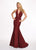 Rachel Allan - 6472 Deep V-neck Jersey Trumpet Dress With Train In Red