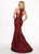 Rachel Allan - 6472 Deep V-neck Jersey Trumpet Dress With Train In Red