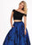 Rachel Allan - 6473 One Shoulder Two-Piece Floral Jacquard Gown In Black and Blue