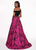 Rachel Allan - 6473 One Shoulder Two-Piece Floral Jacquard Gown In Black and Pink