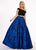 Rachel Allan - 6473 One Shoulder Two-Piece Floral Jacquard Gown In Black and Blue