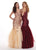 Rachel Allan - 6475 Sequined Plunging Sweetheart Trumpet Gown In Neutral and Red