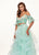 Rachel Allan - 6476 Two Piece Cold Shoulders Layered Tulle Gown In Green