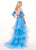 Rachel Allan - 6476 Two Piece Cold Shoulders Layered Tulle Gown In Blue