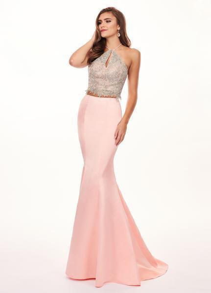 Rachel Allan - 6478 Two Piece Embroidered Satin Mermaid Gown In Pink